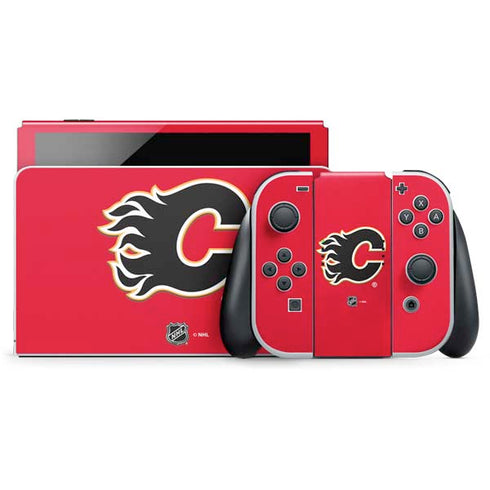 NHL Calgary Flames Solid Background Nintendo Switch OLED (2021) Skin