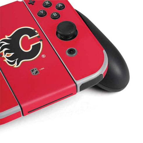 NHL Calgary Flames Solid Background Nintendo Switch OLED (2021) Skin