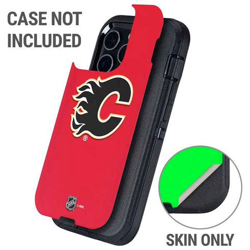 NHL Calgary Flames Solid Background Otterbox Defender iPhone Skin