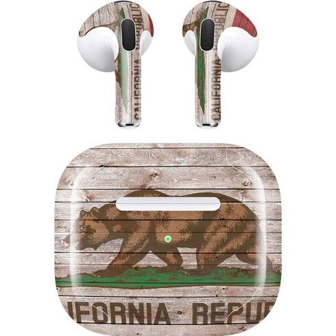 California Flag Dark Wood Apple AirPods (3rd Gen 2021) Skin