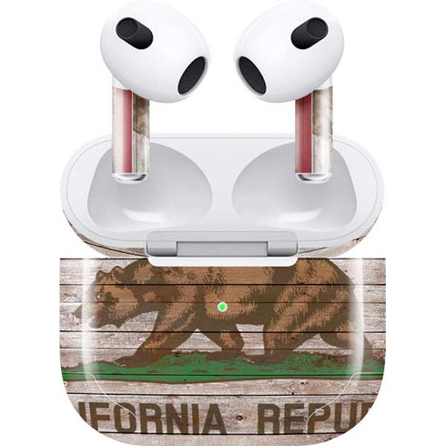 California Flag Dark Wood Apple AirPods (3rd Gen 2021) Skin