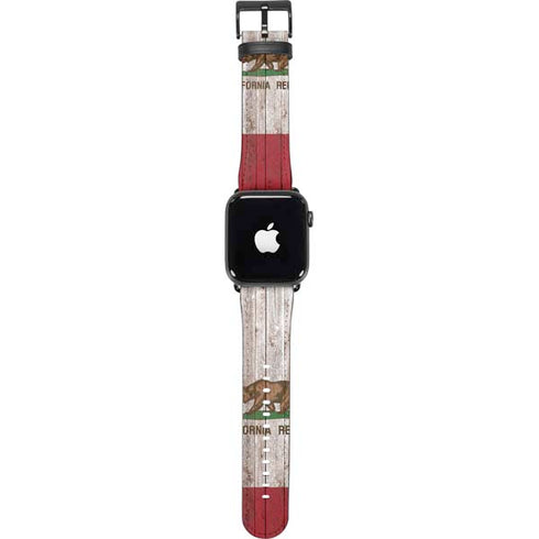 California Flag Dark Wood Apple Watch Band 42-44mm