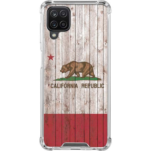 California Flag Dark Wood Galaxy A12 Clear Case