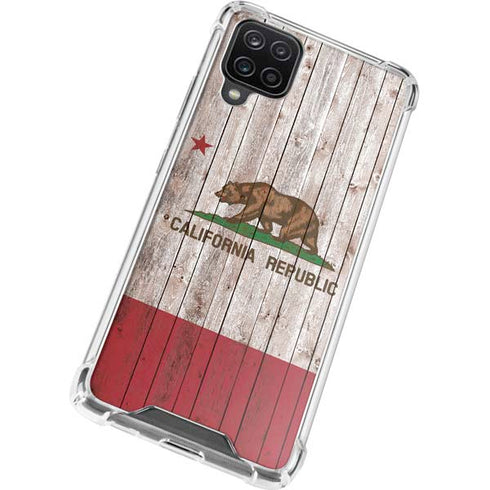 California Flag Dark Wood Galaxy A12 Clear Case
