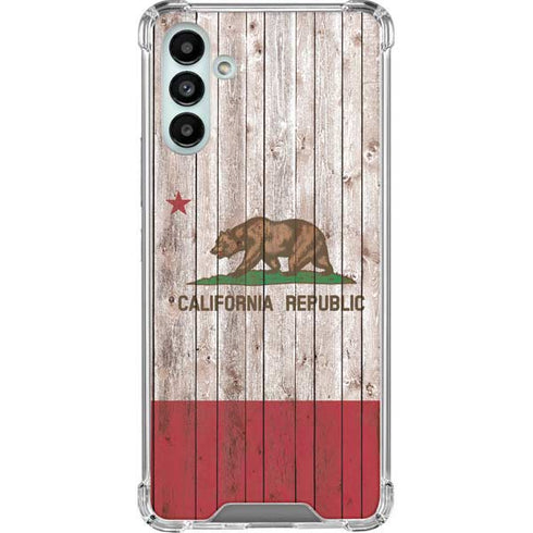 California Flag Dark Wood Galaxy A13 5G Clear Case