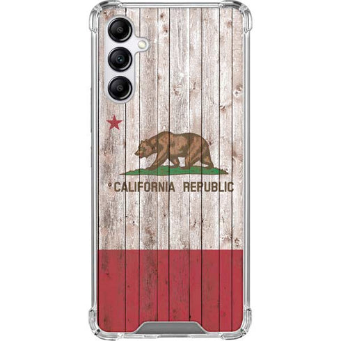 California Flag Dark Wood Galaxy A15 5G Clear Case