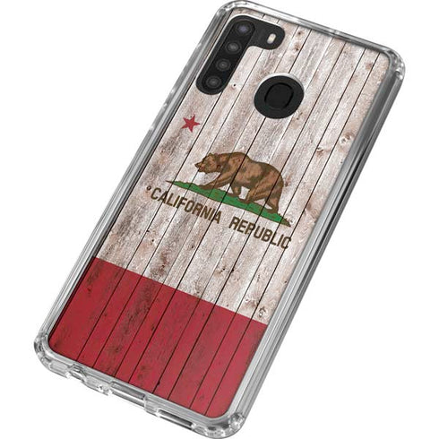 California Flag Dark Wood Galaxy A21 Clear Case