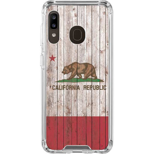 California Flag Dark Wood Galaxy A30 Clear Case