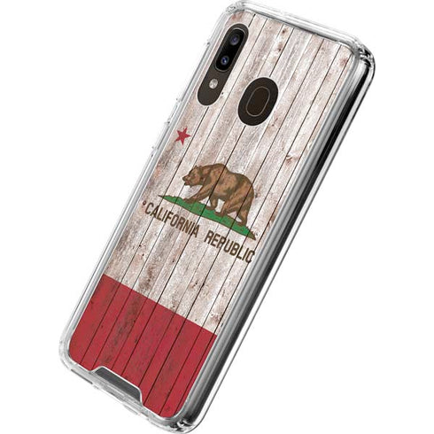 California Flag Dark Wood Galaxy A30 Clear Case