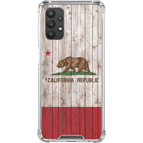 California Flag Dark Wood Galaxy A32 5G Clear Case