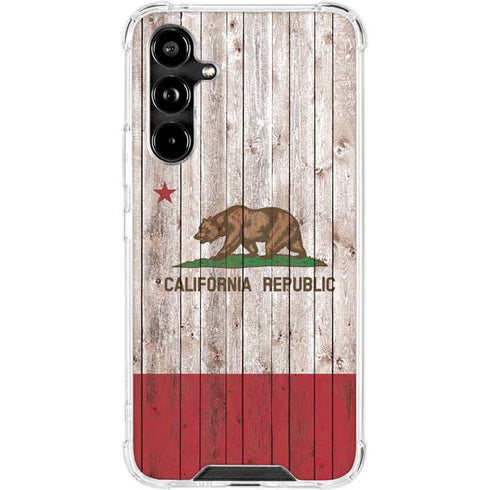 California Flag Dark Wood Galaxy A54 5G Clear Case