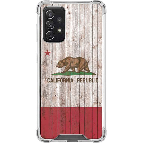 California Flag Dark Wood Galaxy A72 5G Clear Case
