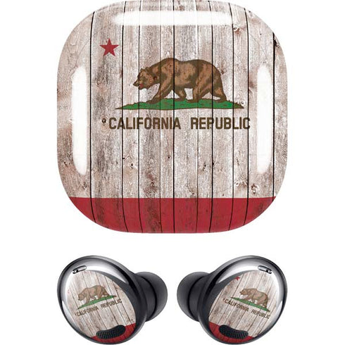 California Flag Dark Wood Galaxy Buds Pro Skin