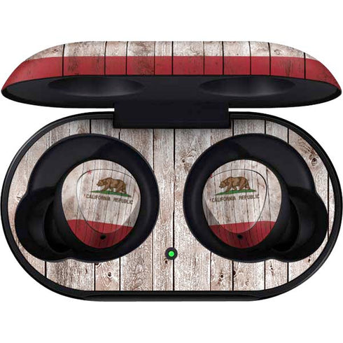 California Flag Dark Wood Galaxy Buds Skin