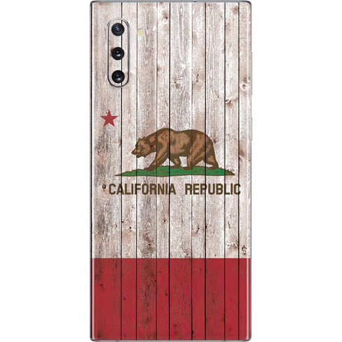 California Flag Dark Wood Galaxy Note 10 Skin