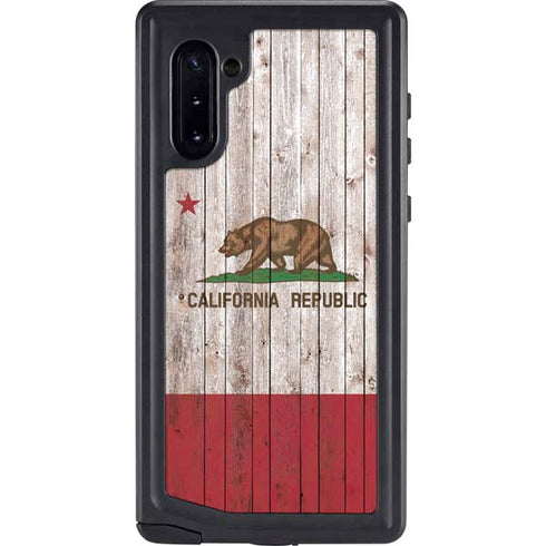 California Flag Dark Wood Galaxy Note 10 Waterproof Case