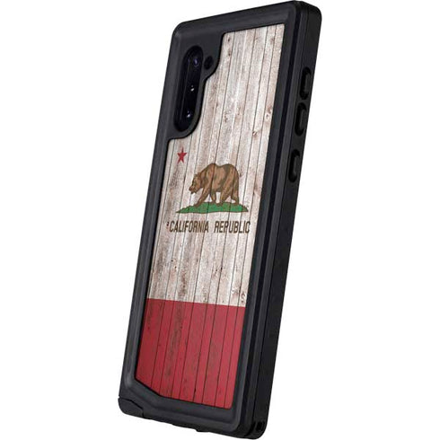 California Flag Dark Wood Galaxy Note 10 Waterproof Case