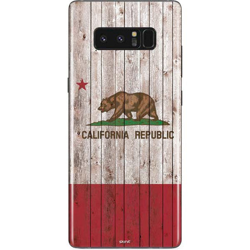 California Flag Dark Wood Galaxy Note 8 Skin