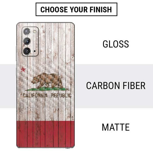 California Flag Dark Wood Galaxy Note20 5G Skin