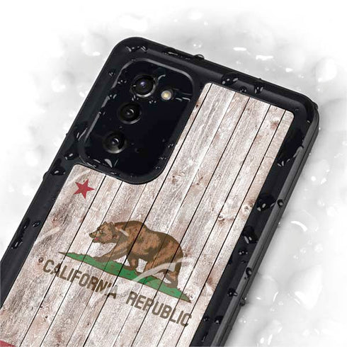 California Flag Dark Wood Galaxy Note20 5G Waterproof Case