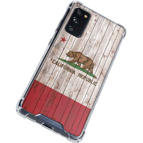 California Flag Dark Wood Galaxy S20 FE Clear Case