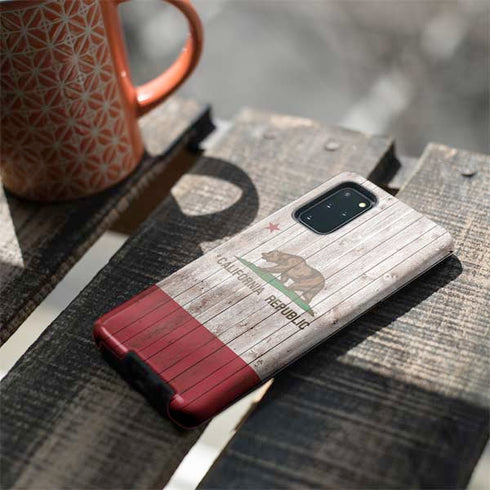 California Flag Dark Wood Galaxy S20 Plus Pro Case
