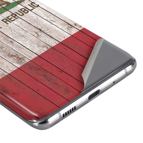 California Flag Dark Wood Galaxy S20 Plus Skin