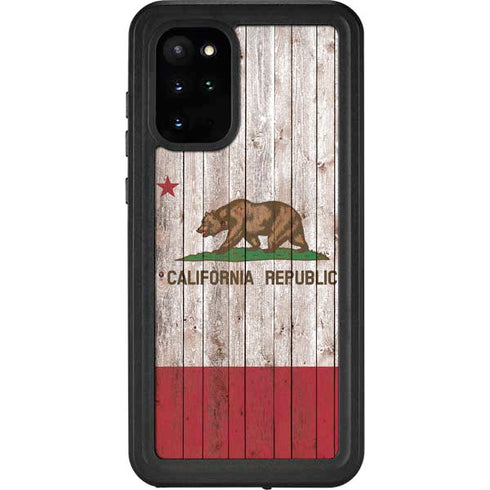 California Flag Dark Wood Galaxy S20 Plus Waterproof Case