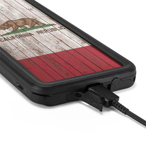 California Flag Dark Wood Galaxy S20 Plus Waterproof Case