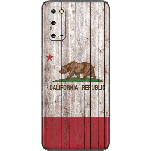 California Flag Dark Wood Galaxy S20 Skin