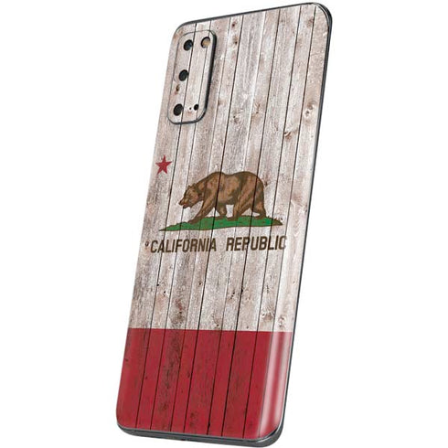 California Flag Dark Wood Galaxy S20 Skin
