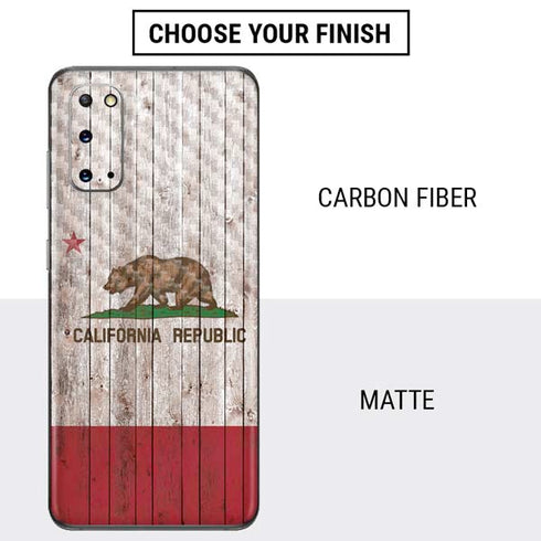 California Flag Dark Wood Galaxy S20 Skin