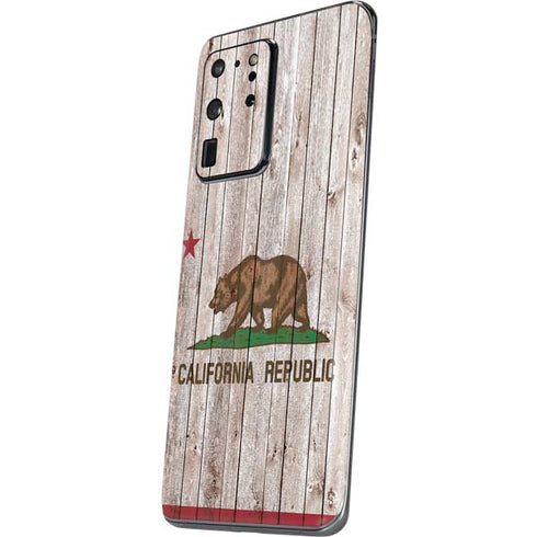 California Flag Dark Wood Galaxy S20 Ultra 5G Skin
