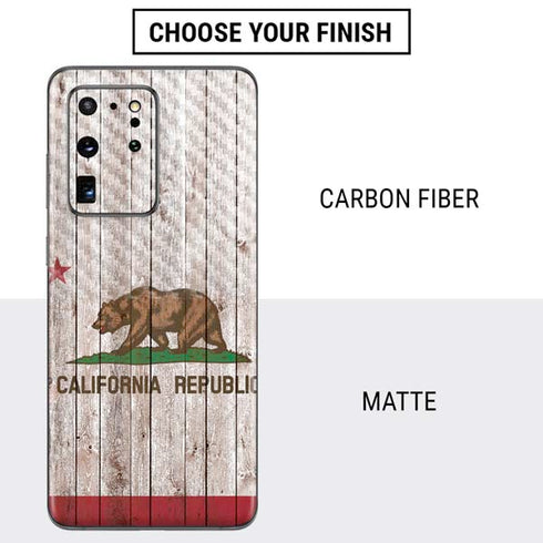 California Flag Dark Wood Galaxy S20 Ultra 5G Skin
