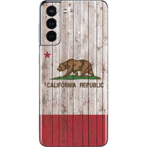 California Flag Dark Wood Galaxy S21 5G Skin