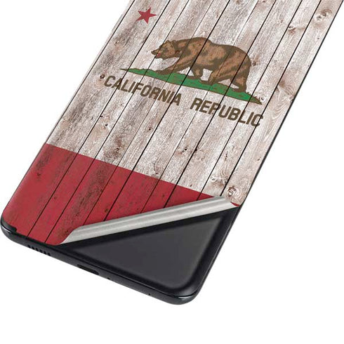 California Flag Dark Wood Galaxy S21 5G Skin
