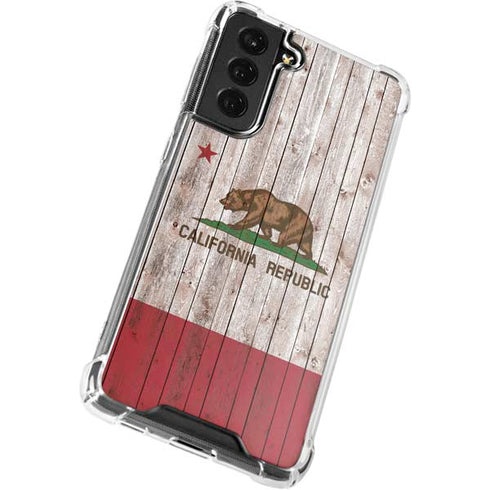 California Flag Dark Wood Galaxy S21 FE Clear Case