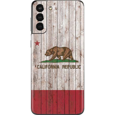 California Flag Dark Wood Galaxy S21 Plus 5G Skin