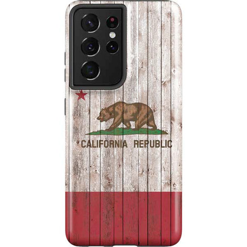 California Flag Dark Wood Galaxy S21 Ultra 5G Pro Case