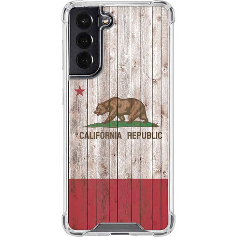 California Flag Dark Wood Galaxy S22 Clear Case