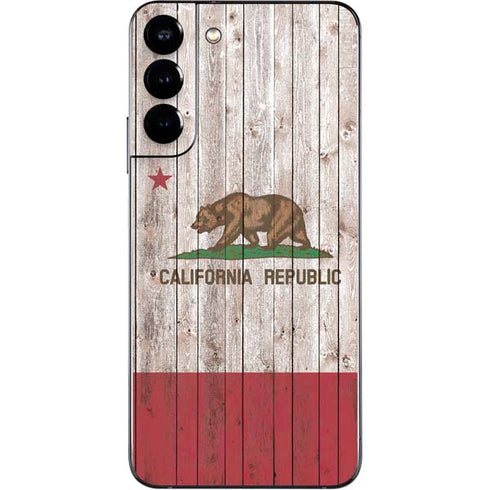 California Flag Dark Wood Galaxy S22 Plus Skin