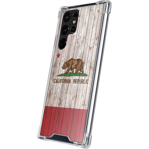 California Flag Dark Wood Galaxy S22 Ultra Clear Case