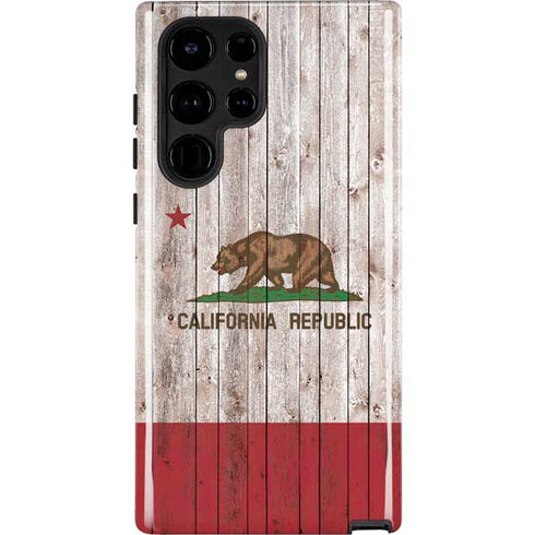 California Flag Dark Wood Galaxy S22 Ultra Pro Case