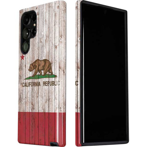California Flag Dark Wood Galaxy S22 Ultra Pro Case