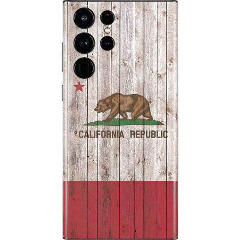 California Flag Dark Wood Galaxy S22 Ultra Skin