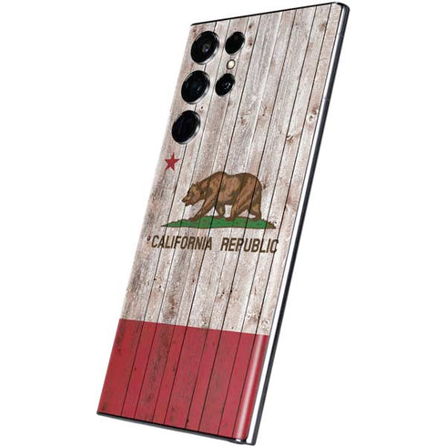 California Flag Dark Wood Galaxy S22 Ultra Skin