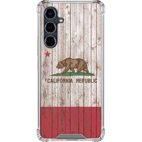 California Flag Dark Wood Galaxy S23 FE Clear Case
