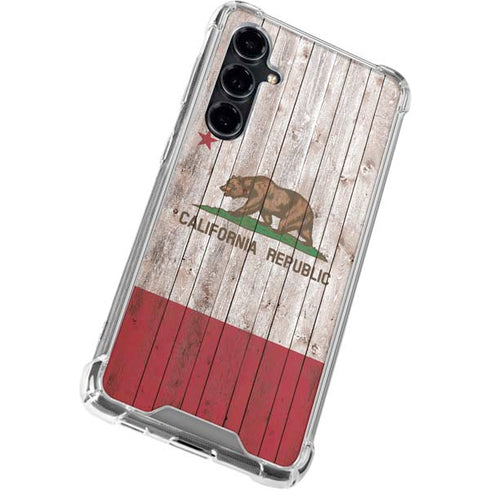 California Flag Dark Wood Galaxy S23 FE Clear Case