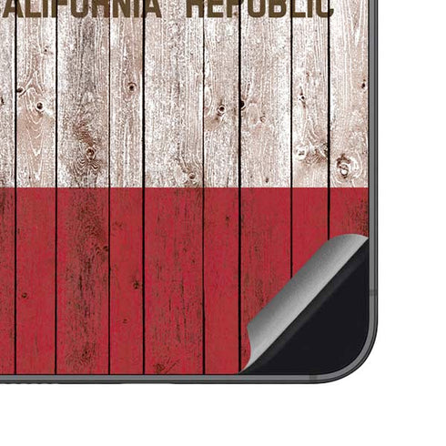 California Flag Dark Wood Galaxy S23 FE Skin