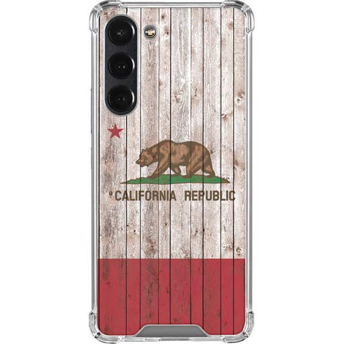 California Flag Dark Wood Galaxy S23 Plus Clear Case